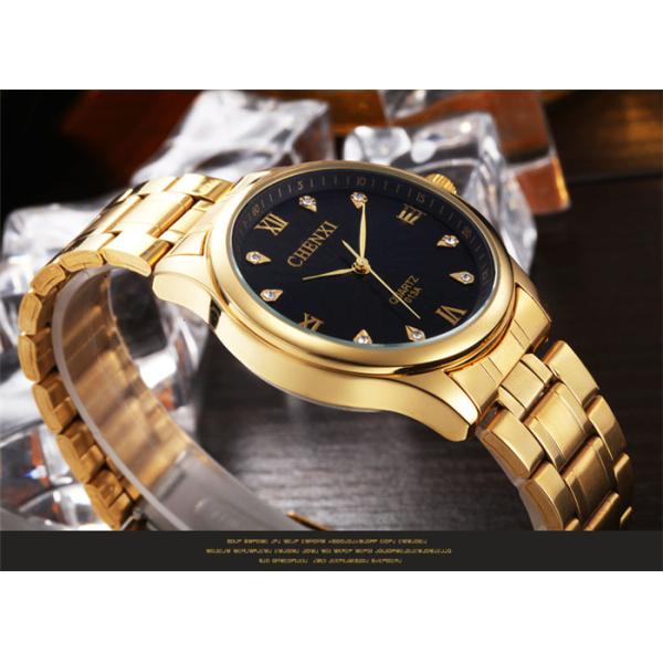 Black White Full Gold Rhinestone Wristwatch Men's Watch Stainless Steel Watches for Man