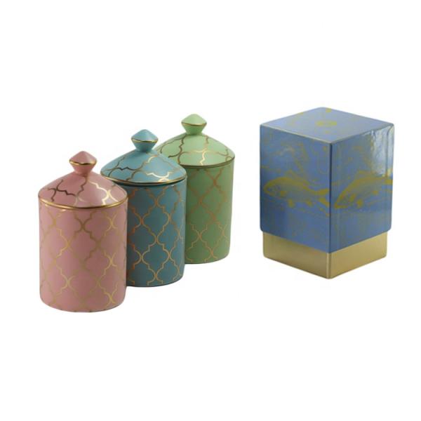 Customized Printing Decal Ceramic Candle Jar , Multi Color Porcelain Candle Containers