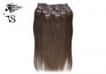 Fashion Ladies Clip In Hair Extensions Real Hair Medium Brown Silky Straight