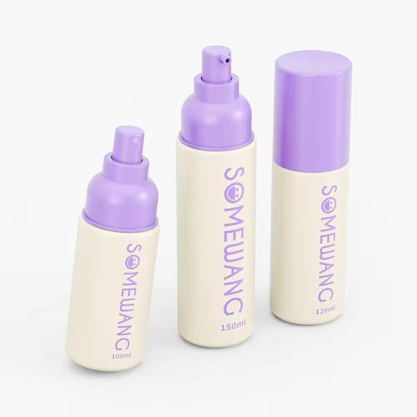 PET Flat Shoulder Bottle Purple Empty Body Lotion Bottles With Round Bottom