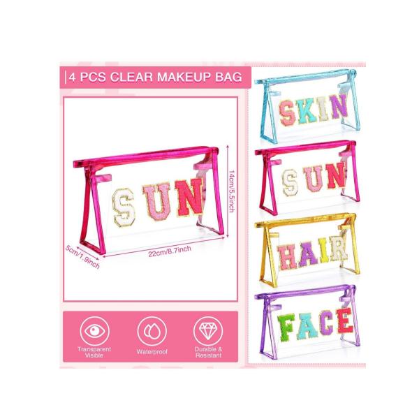 PVC transparent alphabet makeup bag Zipper clutch bag Portable waterproof travel storage bag