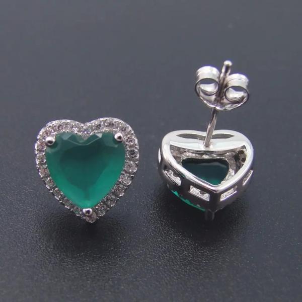 Hot Sale 925 Sterling Silver Heart Shaped Green Zircon Jewelry Sets for Fashion Woman Gift