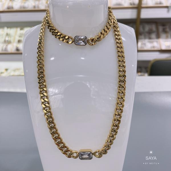 Personalized Stainless Steel CZ Gold Necklace Miami Cuban Link Chain Necklace