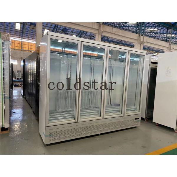 Four Glass Doors Freezer Upright Ice Cream Showcase Display Freezer Supermarket Refrigerator Equipment