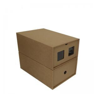 China Thick Kraft Paper Folding Drawer Style Gift Box Transparent Window on sale