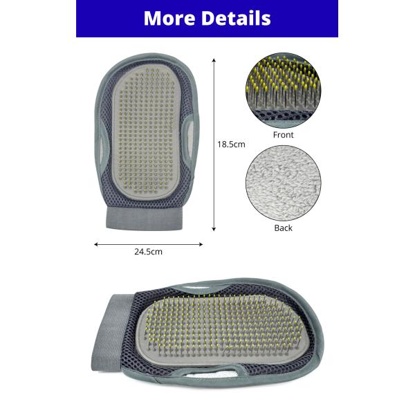 Pet Grooming Glove Double-Sided Deshedding Mitt For Dogs Cats Massage Hair Removal