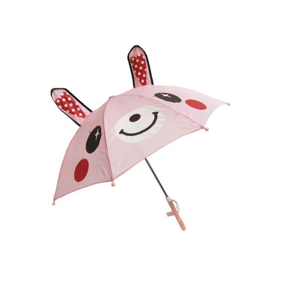 18 Inches 3D Design Animal Kids Compact Umbrella Pink 10mm Metal Shaft Frame