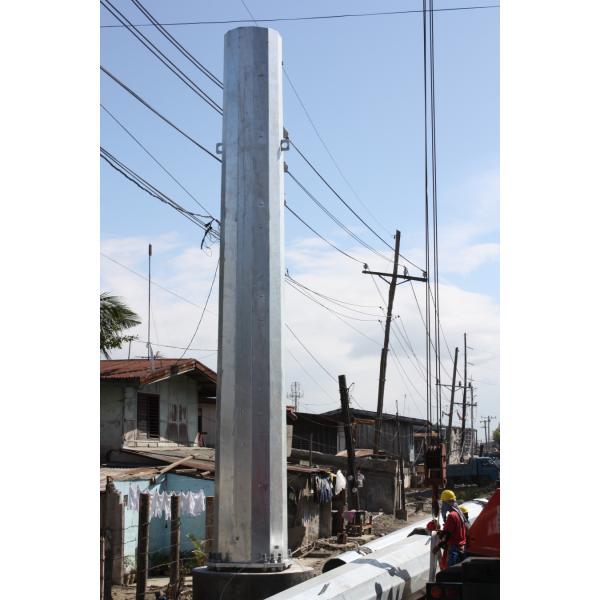 Philippines Galvanized Octagonal Steel Power Pole With Climbing Ladder
