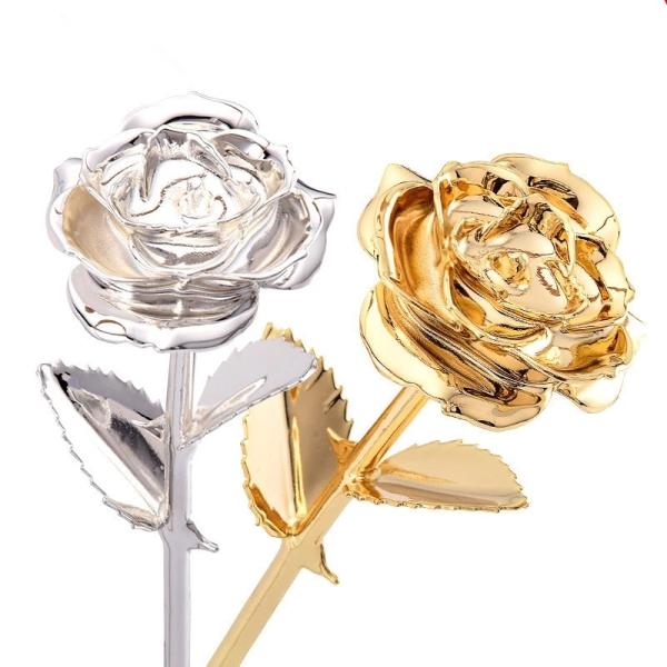 Hot Sell 24k Gold Plated Real Rose Gold Foil Roes For Mother's Day Valentine's Day Gift