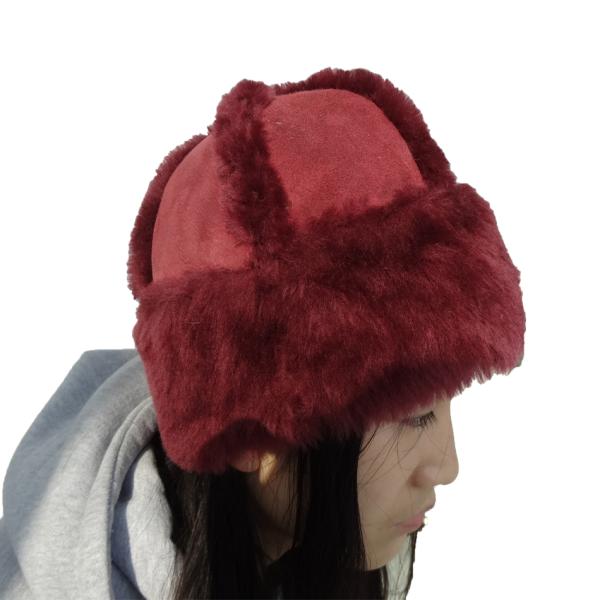 Sheepskin Winter Beanie Hats , Female Fur Headwear Beanie Plain Pattern