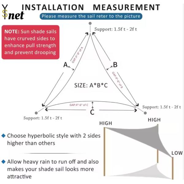 3.0m X 3.0m X 3.0m 160g 300D Triangle Anti-UV Large Red Garden Waterproof Sun Shade Sail Made of Oxford Material