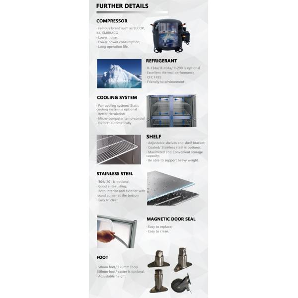 Commercial Stainless Steel 2 Doors Freezer GN Upright Refrigerator Hotel Restaurant Kitchen Chiller Freezer