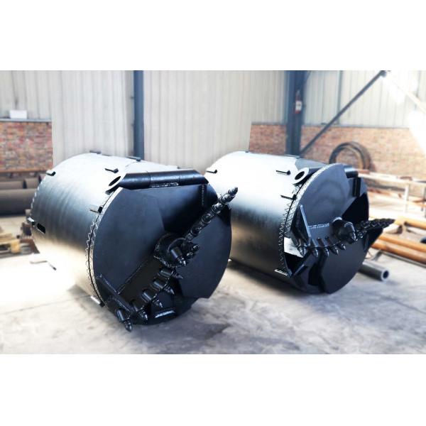 Pile Drill Machine Parts Double Bottom Auger Bucket For Hard Rock Drilling
