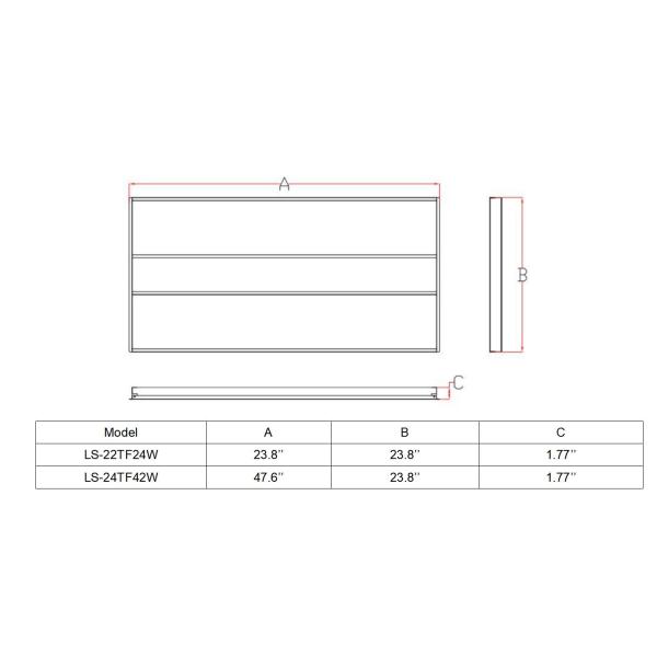 24W 5000K 120V White 125LM/W 3000LM LED Troffer Light 2x2