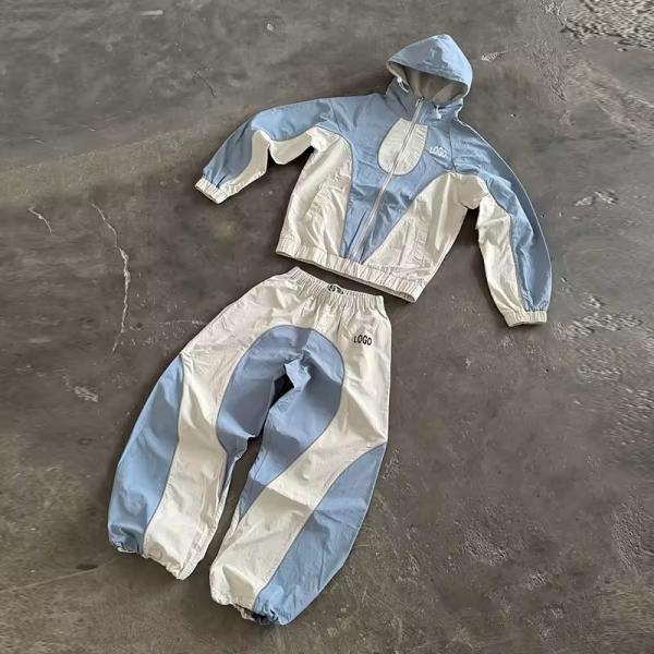 Windbreaker Nylon Tracksuit Custom Embroidered logo Zip Nylon Jacket Track Pants Waterproofing Track Suit Sweatsuit Manufacture