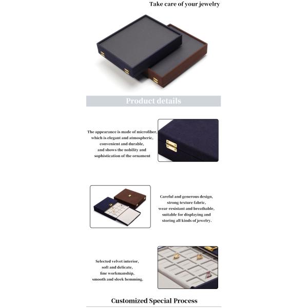 Custom Blue Microfiber Leather Jewelry Set Box for Jewelry Packaging and Storage Solutio