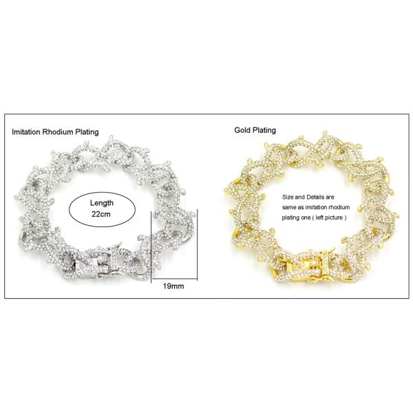 New Arrival Hip Hop Jewelry Nickel Free Rhinestone Gold Plated Cuban Chain Bracelets For Women Men Girls Jewelry Gifts