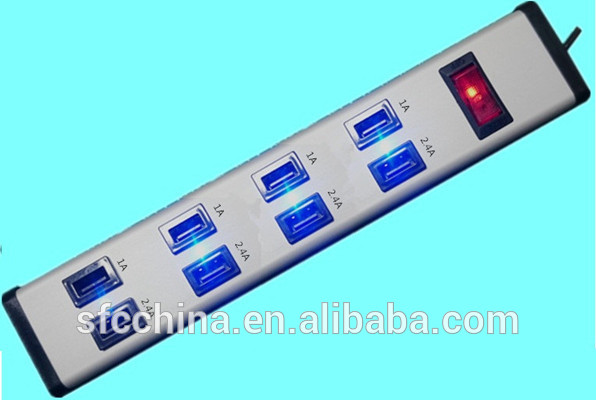 5V 2.4A and 1A USB 8-PORTS CHARGING STATION FOR iPad mobile MP3