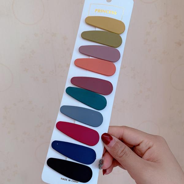 Metal Decorative Hair Clips Grips Kids Girl Jewelry Set BB Side Frosted Acrylic 10pcs/Set