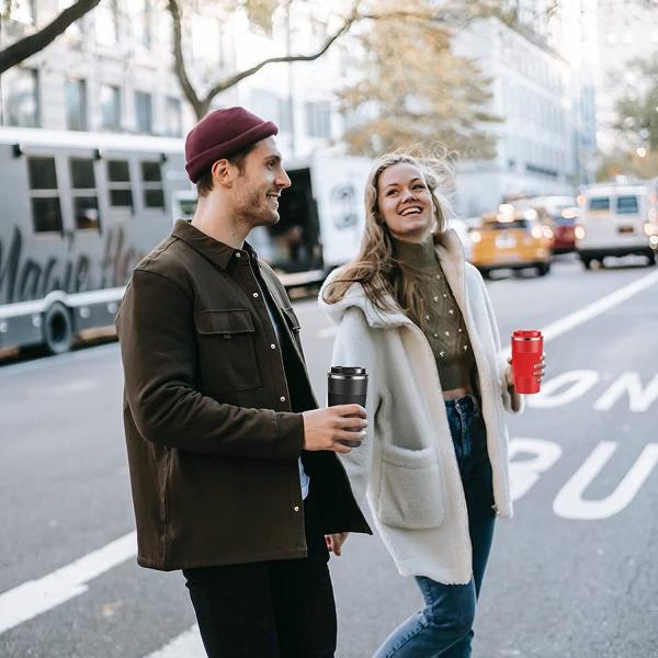 Insulated 12oz 17oz Leakproof Coffee Cup With Lid Thermal Coffee Tumbler Stainless Steel Keep Cold And Hot Gift For Men Women