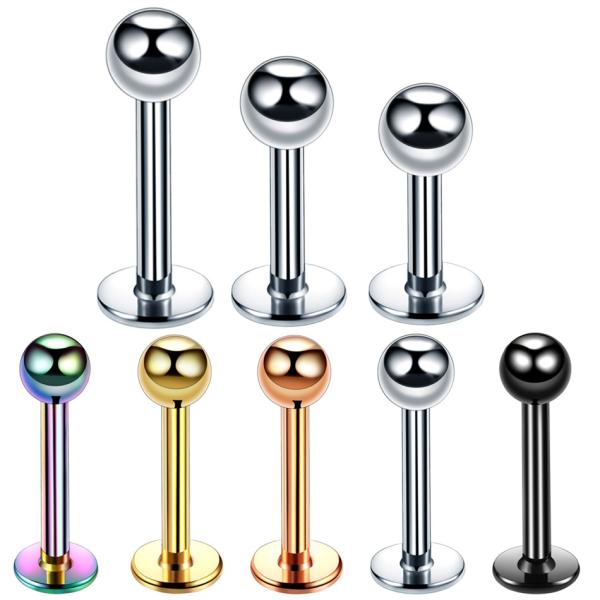 Surgical Steel Assorted Colors Labret Stud Lip Piercing Ear Cartilage Tragus Helix Ring Fashion Charming Jewelry