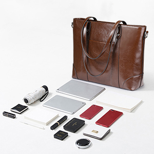 15.6 Inch Laptop Leather Tote Bag For Women PU Polyester Material