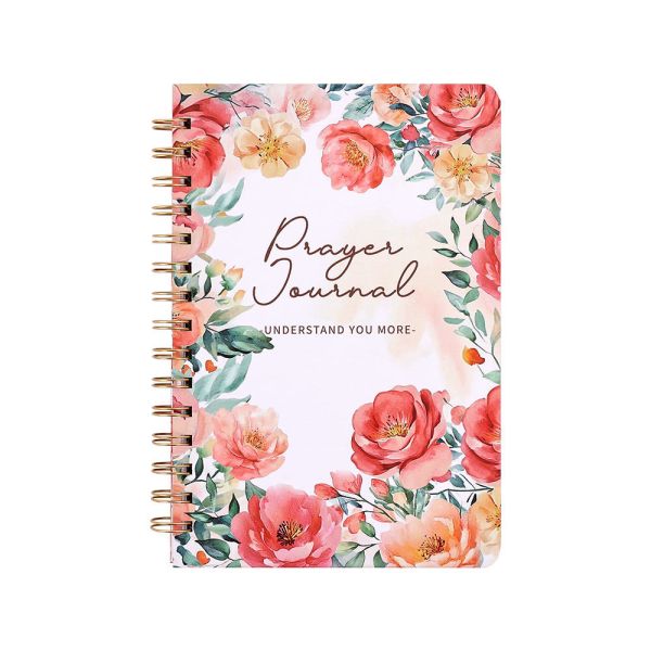 Vintage Floral Hard Cover Coil Prayer Journal Daily Devotional Bible Study Notebook With Guided Planner Religious Accessories