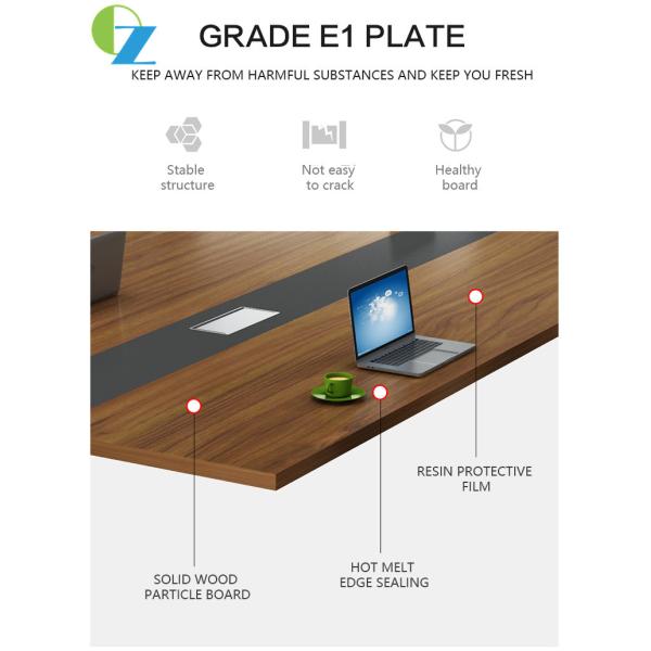 Powder coating KD Modern Office Meeting Table Wooden Panel Top