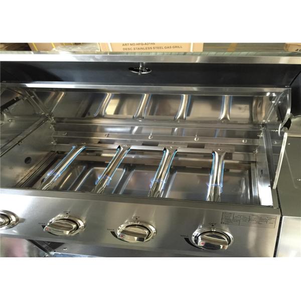 Factory price silver 430 stainless steel slow 5 burners protable gas BBQ grill