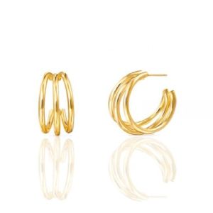 China Triple 18K Gold Plated Fashion Large Stainless Steel Hoop Earrings on sale