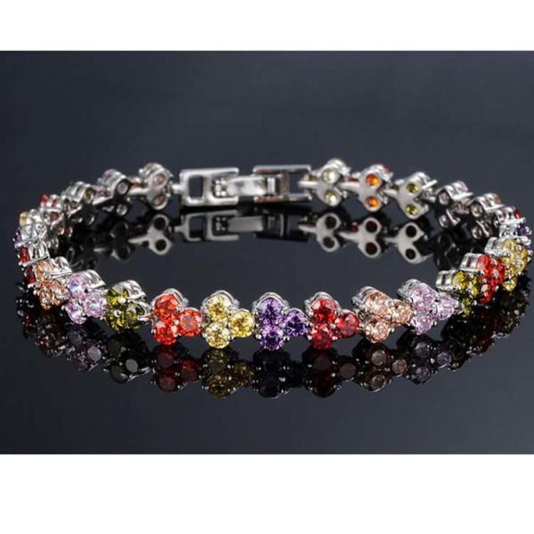 Multicoloured Cubic Zirconia Tennis Bracelet for Women Wedding Jewelry (JDS935COLOR)