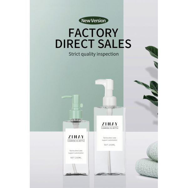 Luxury Packaging PET Lotion Pump Bottle Empty Makeup Remover Oil Bottle
