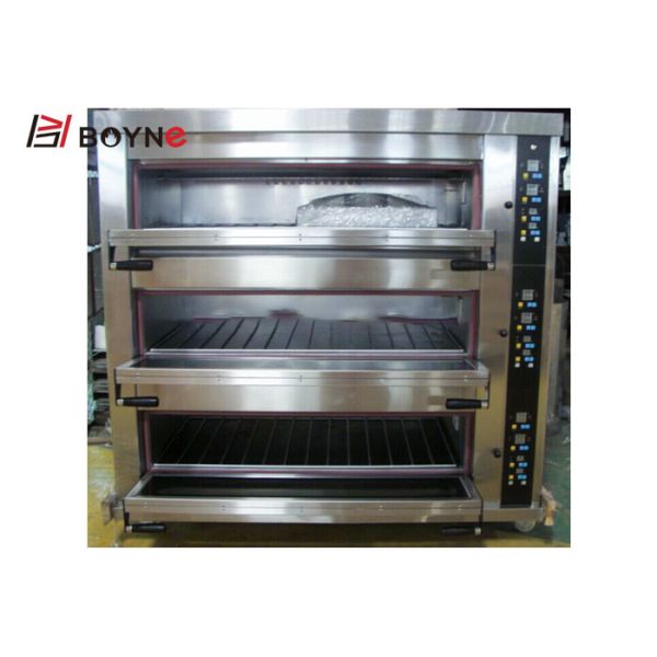Stainless steel Comercial Microcomputer Three Deck Six Trays Electric Bakery Oven