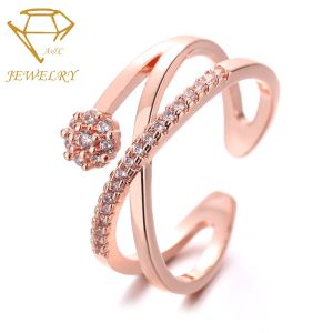 AAA CZ Stones Sterling Silver Women's Ring Adjustable