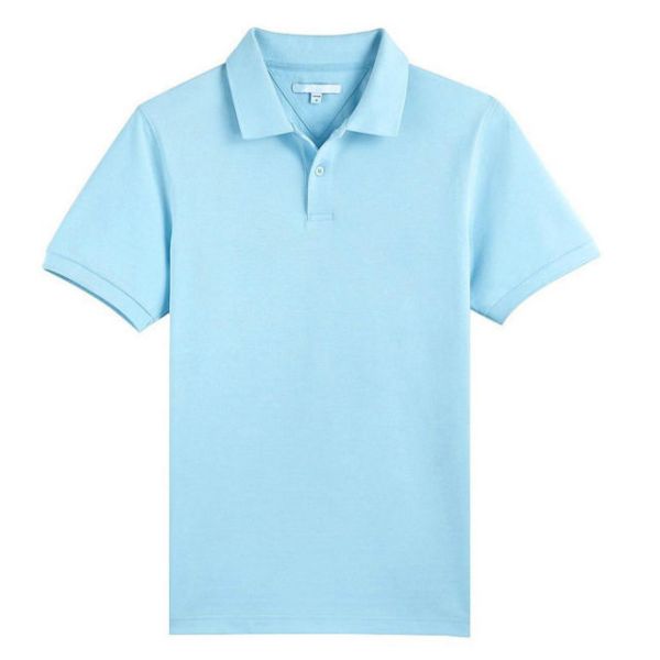 Blank Short Sleeve Mens Formal Polo Shirts , Blue 100% Hemp Polo Shirts