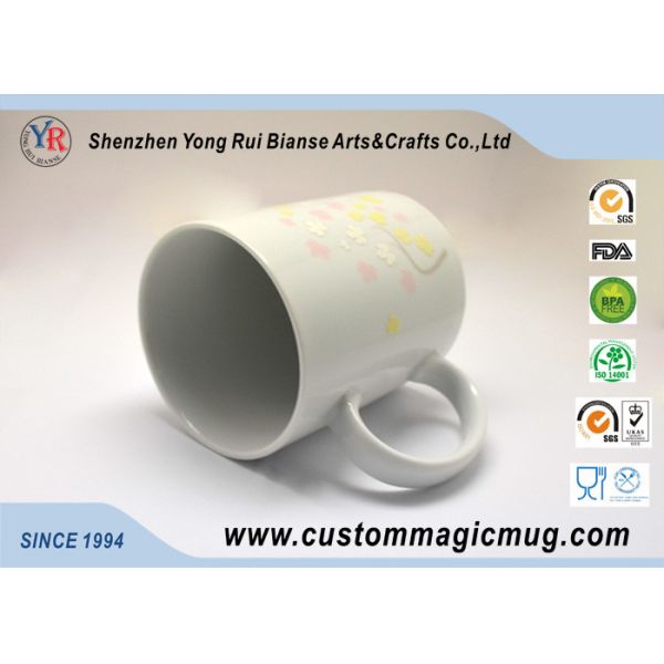Beautiful 11 oz Customizable Coffee Mugs Heat Change Flower And Butterfly Straight