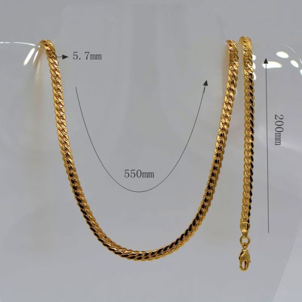 New Trendy Men Jewelry 18K Real Gold Plated Snake Chain Necklace Bracelet Jewelry set