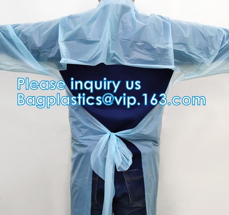 Disposable surgical cpe gown Disposable CPE gown with thumb hook isolation gown disposable pe/cpe surgical blue plastic