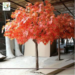 Quality UVG romantic artificial red maple tree in silk leaves and wood trunk for indoor home decorative GRE070 wholesale