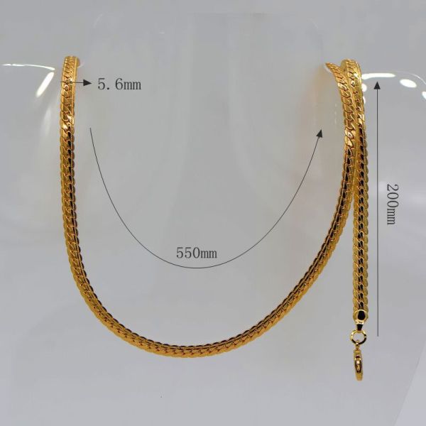 Trendy Men & woman Jewelry Wholesale 18K Real Gold Plated 5.5MM Snake Chain Necklace Brace
