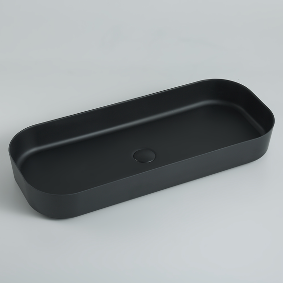 Modern Luxury Oval Art Basin High Quality Porcelain Gold Black Hand Wash Sink Single-Hole Faucet Mount Counter Top Drainer