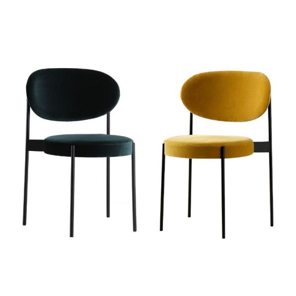 Steel Black Metal Frame Dining Chairs Velvet Cuhsion Cafeteria 37x40x80cm