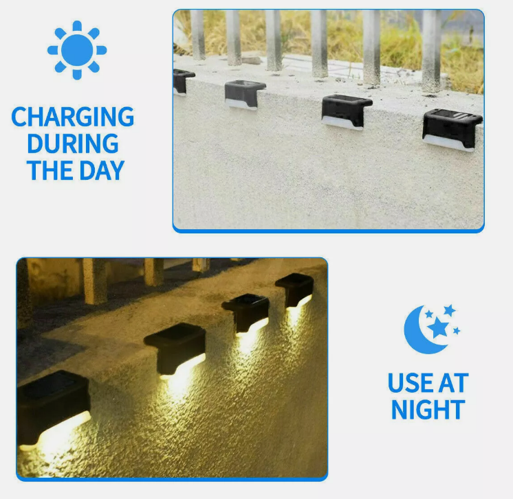 16pc Set Waterproof Solar Powered Decking Light Step lamp For Stairs, Fences, Yards and Patios