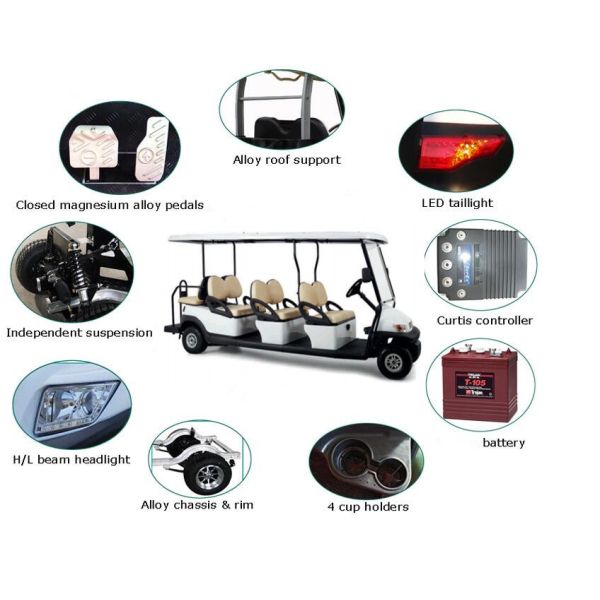 High Impact PP Plastic Body Electric 8 Seater Golf Carts With ISO CE Standard