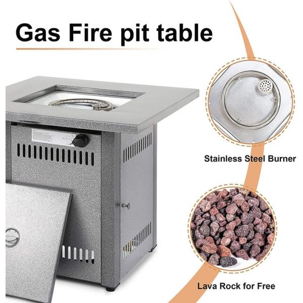 Modern Smoke Free Square Fire Pit Table Metal Propane Brazier For Patio