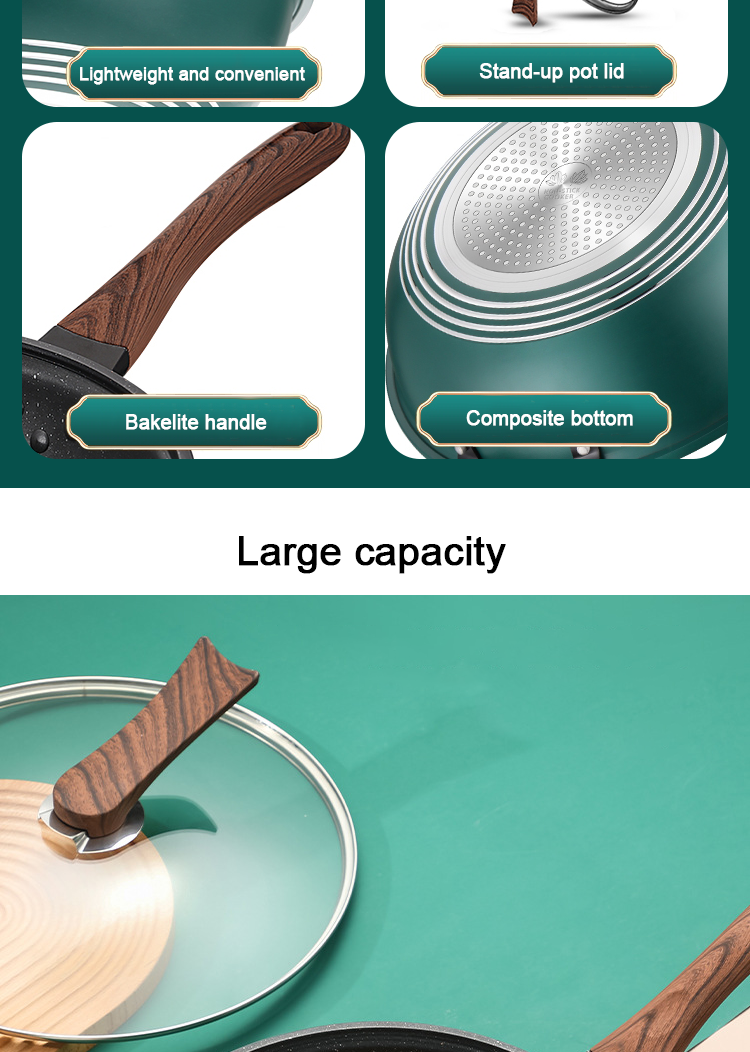 Multi Color Kitchen Cooking Cookware Aluminum Non Stick Wok