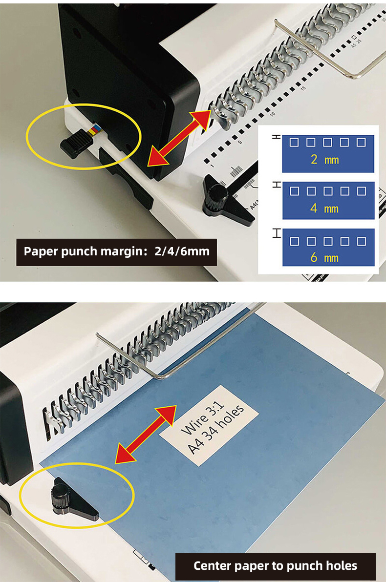 Double Loop Wire Book Binder 34 Hole Notebook Binding Punching Machine