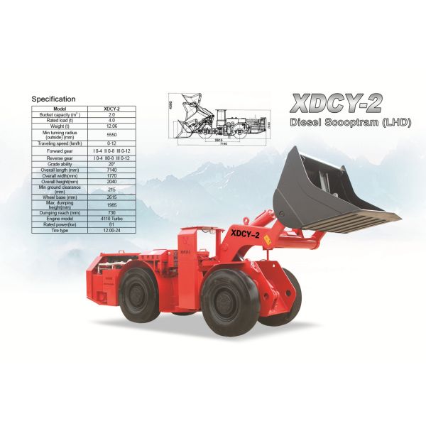 Underground LHD Scooptram XDCY-2 2.0cbm bucket capacity
