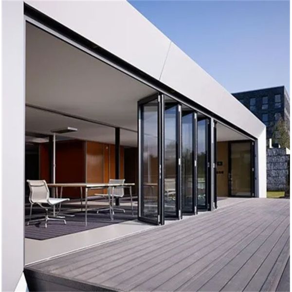 Triplex Glass Sliding Door Aluminum Alloy Tempering Glass Folding Doors