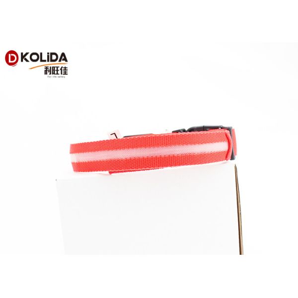 LED Light Nyon Adjustable Pet Dog LED Collar Leash Polyster Size 3 Red Color